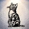 Elegant Metal Cat Wall Art Black White Stripe Silhouette Home Office Patio Kitchen Decor Removable Reusable Housewarming Gift