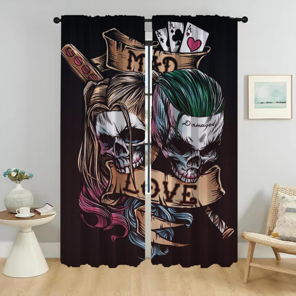 

Кухонные шторы Детская комната Jokers Blackout Curtain для комнаты 2-панельный тюль для спальни Домашний интерьер Шторы Разделительные жалюзи W132xH160cmx2pcs-CL