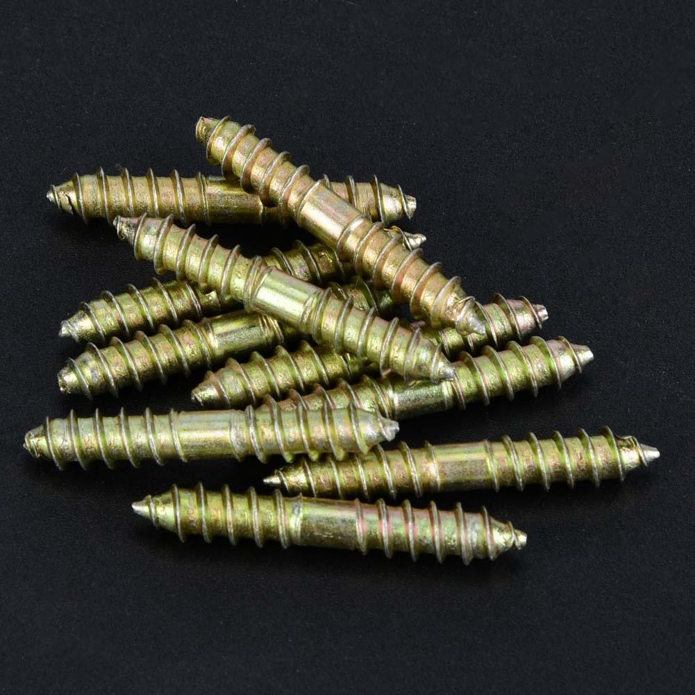 10pcs 6*40mm Dowel Screw Woodworking Furniture Connector Double Ended Screw