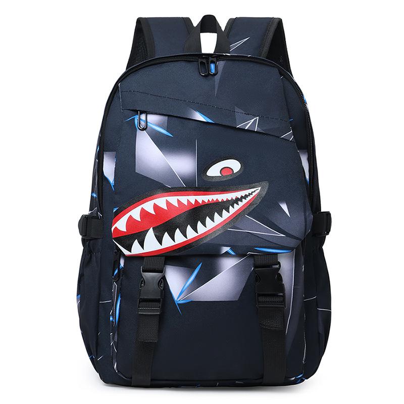 Personalized Graffiti Shark Backpack Korean Version of Male and Female Students Schoolbag Large Capacity Casual Versatile Sports Backpack