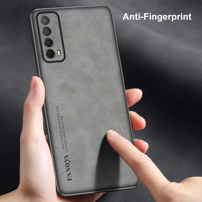 Luxury PU Leather Case For Huawei Y7A P Smart 2021 Back Cover Business Matte Silicone Shockproof Full Protection Phone Case