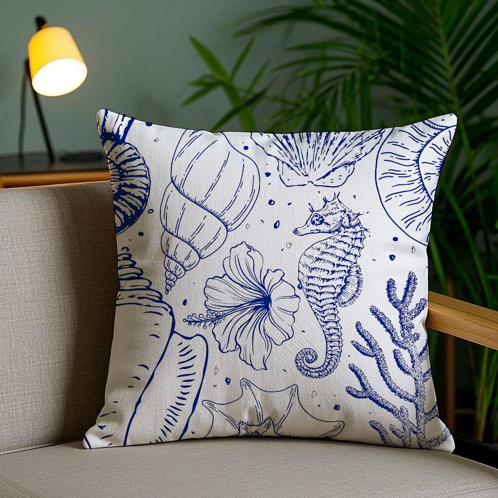 Pillow Case Oean Animals Sofa Short Plush Double-sided HD Printing Room Home Office Gift Cushion Cover