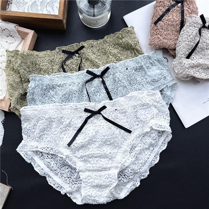 Ladies Spring and Summer Lovely Cotton Ice Screen Lace Panties