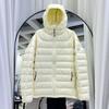 Light and Thin Ribs Down Jacket Women's Short White Duck Down Winter New Hooded Couple Warm Casual Jacket