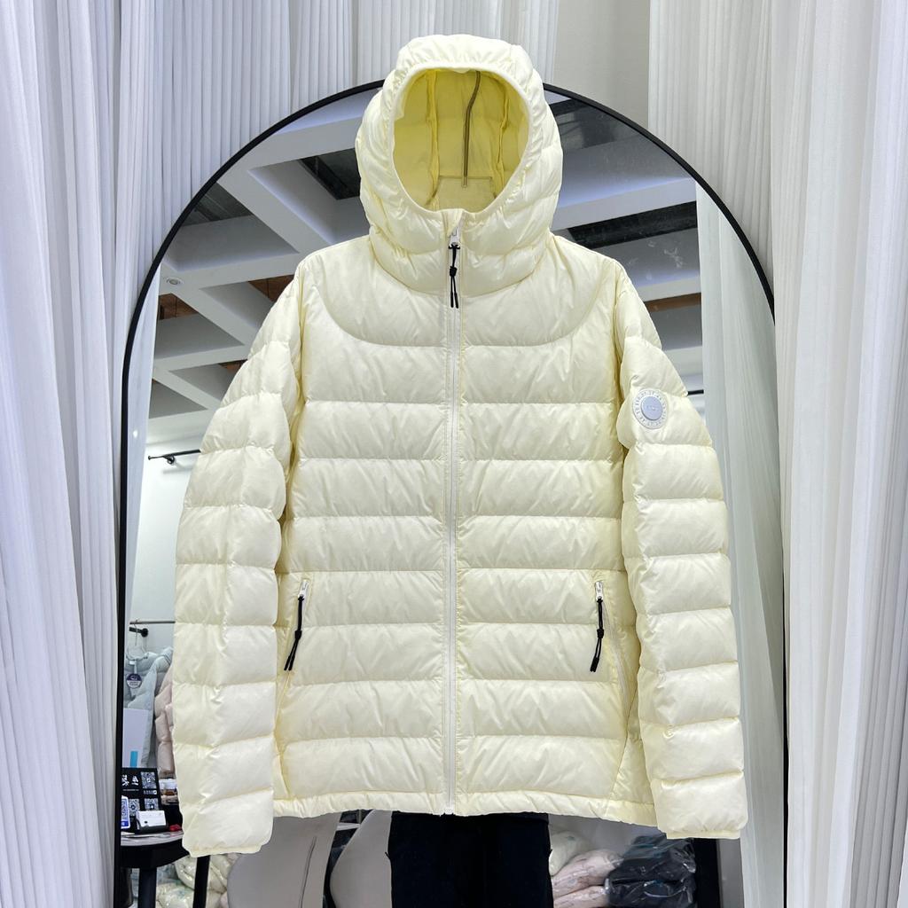 Light and Thin Ribs Down Jacket Women's Short White Duck Down Winter New Hooded Couple Warm Casual Jacket