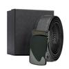 en's first layer cowhide water ripple automatic buckle belt business versatile gift box belt
