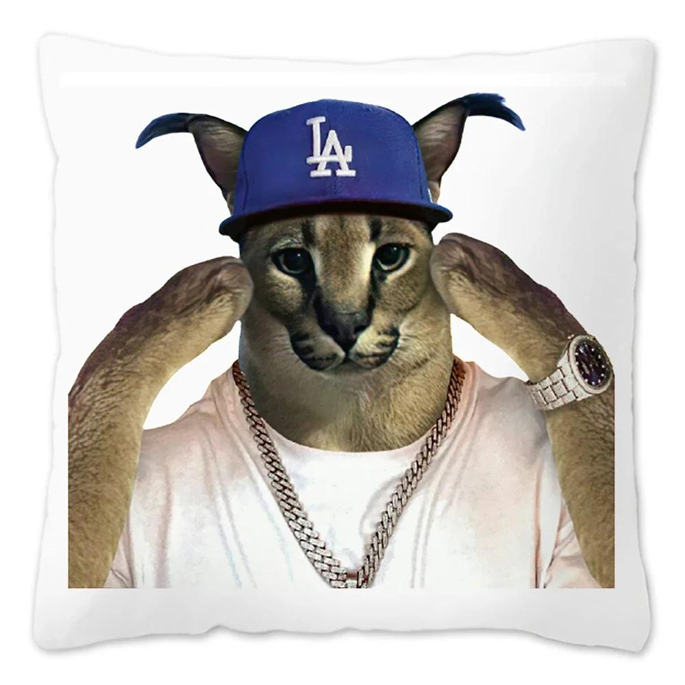 Capa de Almofada Meme Fofo Floppa 40x40 Decoração de Casa Dakimakura Engraçada Gato Caracal Capa de Almofada para Sala de Estar Housse De Coussin