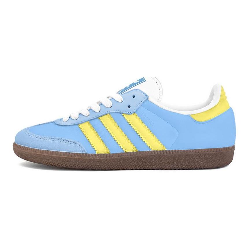 Adidas Originals SAMBA OG Textile, Synthetic Leather Low top Skateboard Shoes Unisex Blue Yellow B75806(Team354-)