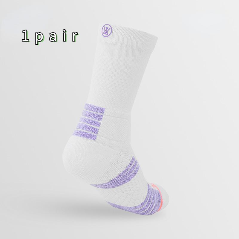 Size 35-39 Women's Mid Length Tennis Socks Towel Bottom Breathable and Odor Proof Sports Socks