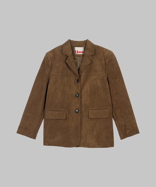 HAINT 3- Button Basic Fake Suede Jacket_Brown