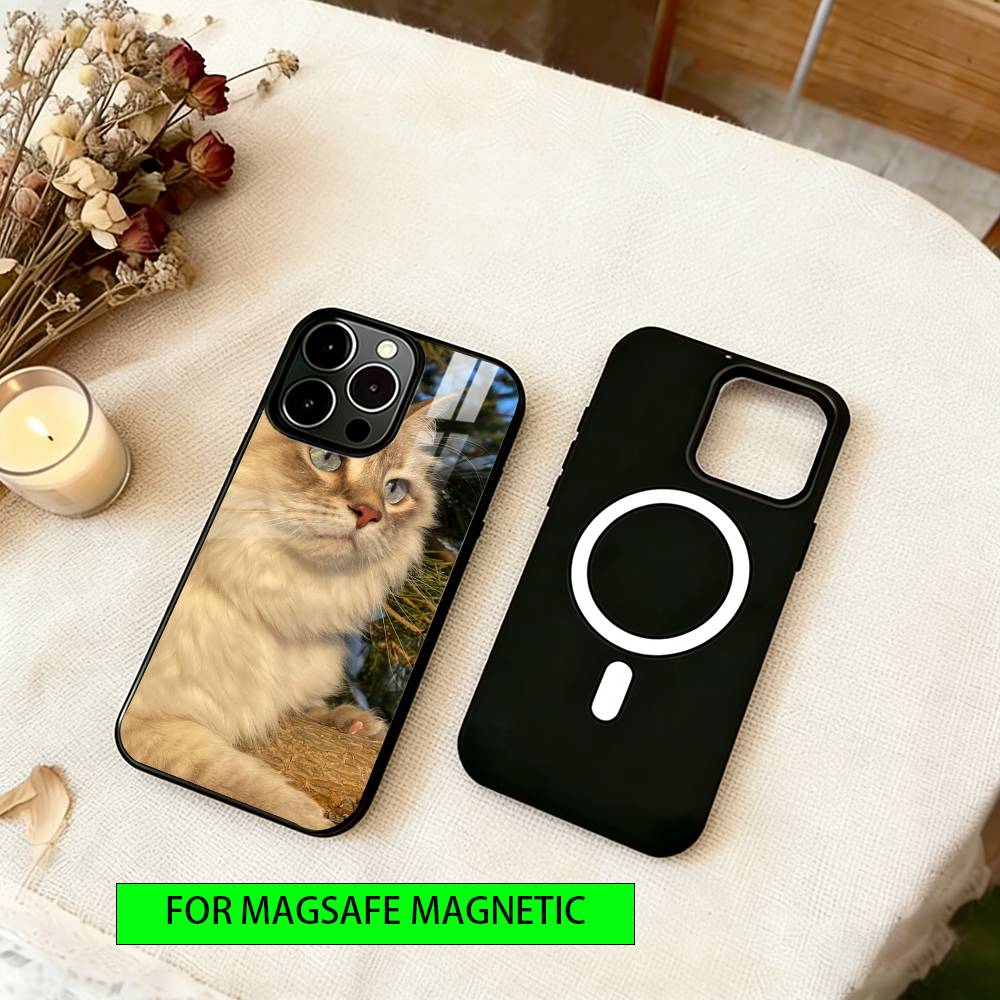 Cute Cat Vibe  Phone Case For iPhone17,16,15,14,13,12,11 Plus,Pro Magnetic with Magsafe Wireless Charging