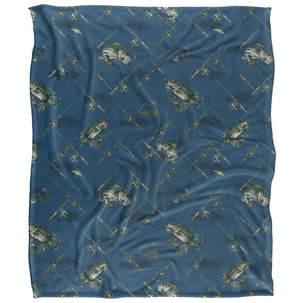 JQ Licensing 2 Silky Patterned Fishing Supersoft Blanket