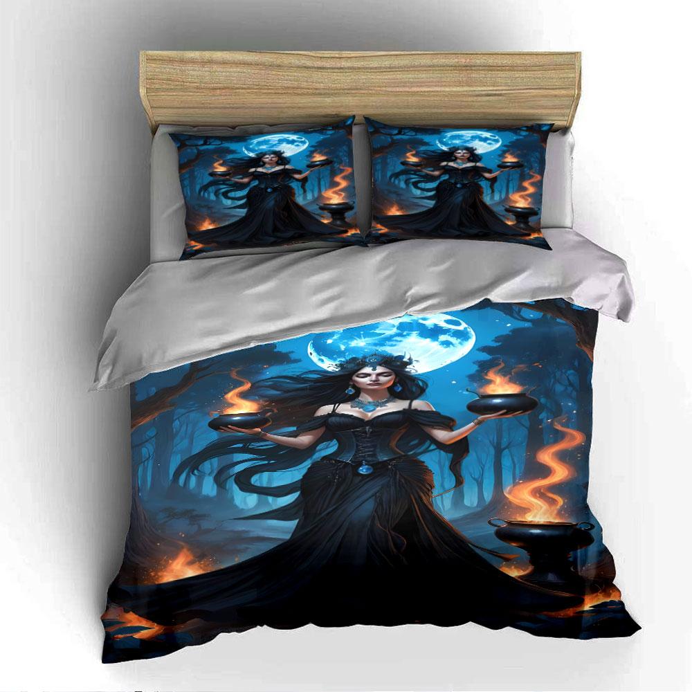 Mystic Moon Goddess Artwork Bedding Duvet Cover Set (1*Duvet Cover 2*Pillowcases, without duvet insert)