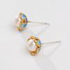 New Chinese Freshwater Pearl & Enamel Flower Stud Earrings - Elegant National Style for Women