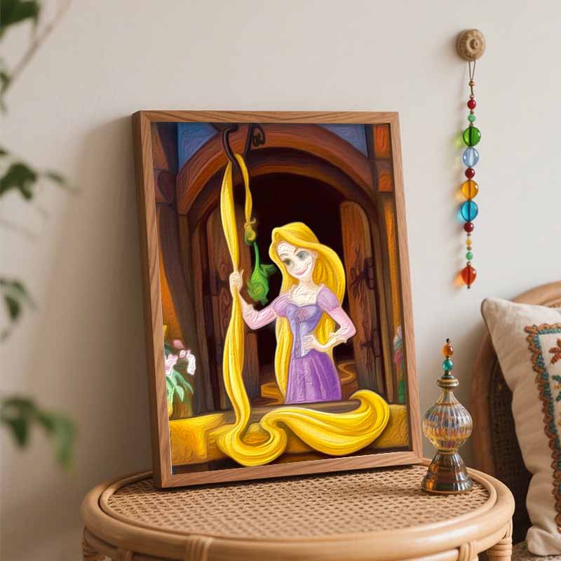 Disney Tangled Rapunzel DIY Oil Painting Art Painting Kit Home Wall Decor Handmade Gift for Home Bedroom Living Room Decor Art Gift