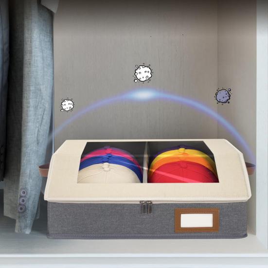 Hat Organizer with Clear Window Lid Flip Access Design Stackable Adjustable