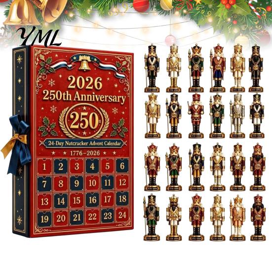 Christmas Countdown Calendar 2026 Nutcracker Advent Calendar, 24-Day Retro Soldier Figure Set, 2D Acrylic Ornament Collection Flat Tree Hanging Decor,