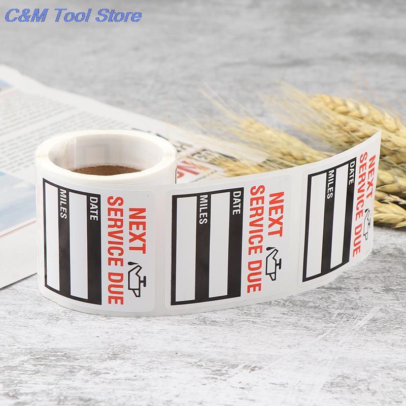 100pcs/roll Oil Change Maintenance Service Reminder Stickers Window Sticker PET Adhesive Labels Car Sticker "NEXT SERVICE DUE"