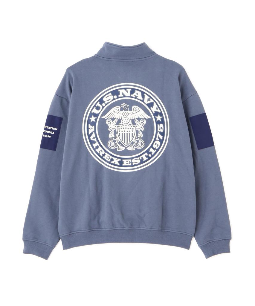 HALF ZIP FATIGUE [AVIREX] WEB-EX SWEAT, Men's, 2XL, 391, Sax, 783-4232009