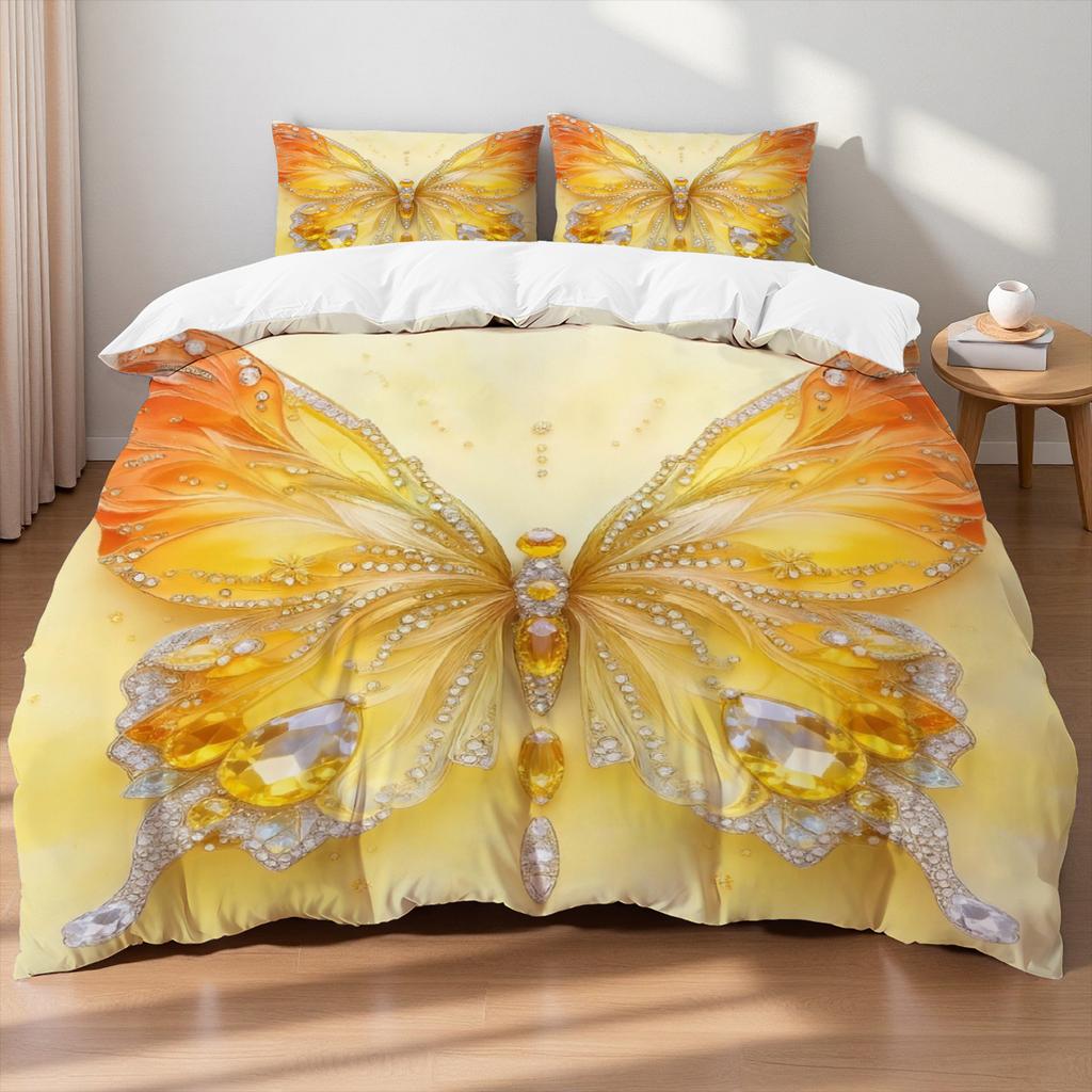 3pcs Pink Purple Bedding Set Blue Fantasy Style Butterfly Print Comfortable King Queen Twin Single Size Bithday Gift for Sister