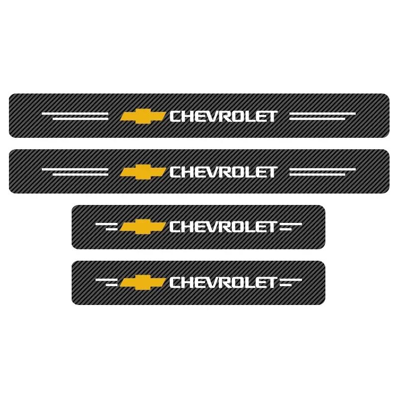 4-Piece Carbon Fiber Car Door Threshold Sticker Set Compatible Chevrolet Colorado Cruze Spark Captiva Malibu Trax Aveo Camaro