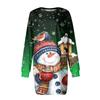 Langarmkleid für Damen, lässig, mit Weihnachtsdruck, Pulloverkleid mit Hüfttasche