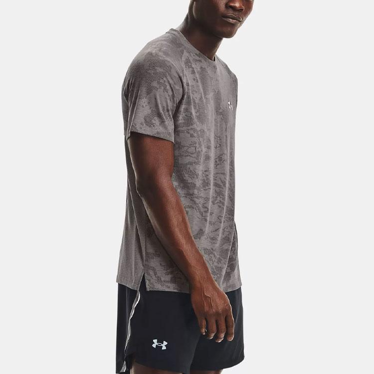 Under Armour Casual Breathable Running Round Neck Short Sleeve Raglan T-Shirt Men Tops Gray 1365676-066