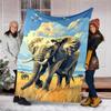 1pc African Elephant Print Outdoor Flannel Blanket, Cozy & Warm Soft Te Playful Design, Napping Camping,