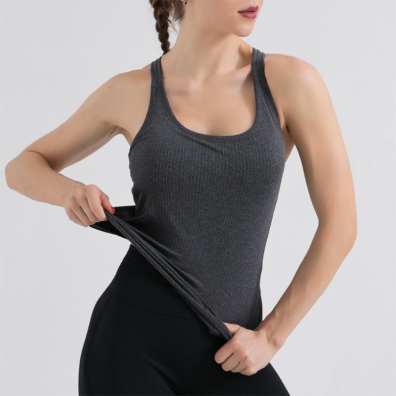 Yoga Top Chest Padded and Beautiful Back Tight Fitting Vest Long Length Fitness and Sports Underwear