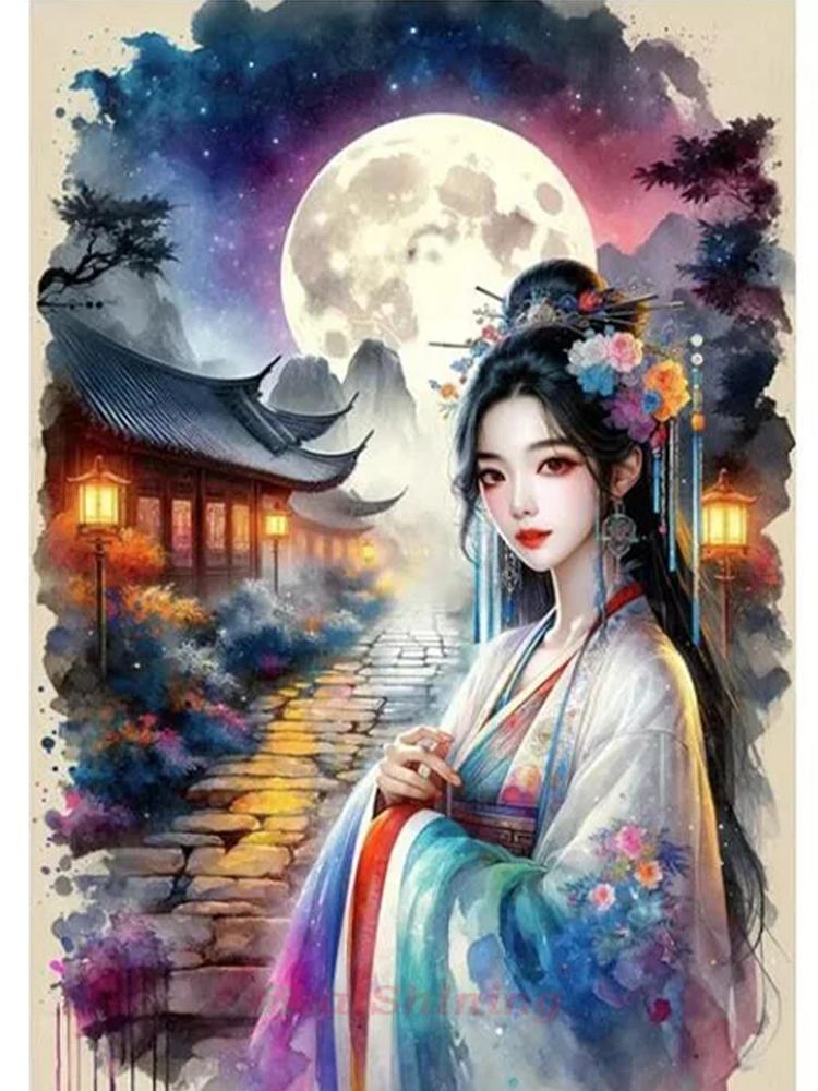 2024 Diamond Painting Set Chinese Ancient Style Beauty Diy Embroidery Mosaic Women's Portrait Cross Embroidery Home Decoration