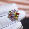 Double Layer Sunflower Marquise Cut Pave Stud Earrings Multi Stone Sparkling Floral Ear Studs for Women Luxury Party Jewelry