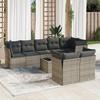 VidaXL Garden Lounge Set 9 Pcs with Grey Cushions Wicker 3217920
