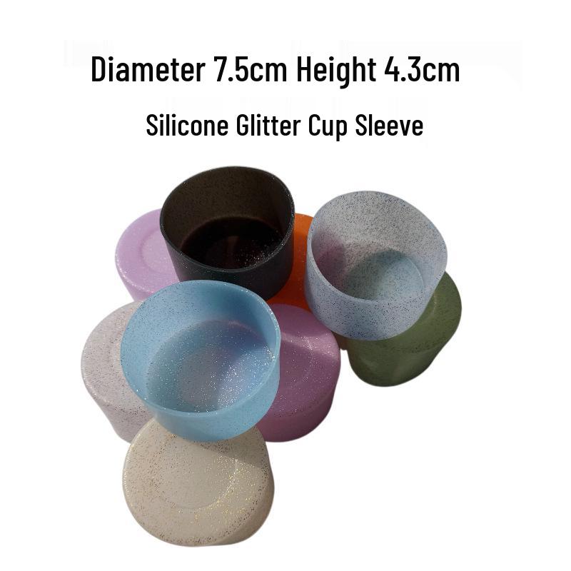 Silicone Glitter Cup Sleeve: 7.5" Non-Slip, Heat-Resistant Cover for Water Cups