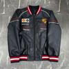 F1 Rennanzug Bestickte Lederjacke - Harley Retro Motorradstil, Baumwoll-Fahranzug, PU-Jacke