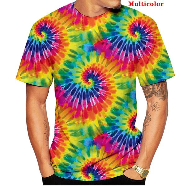 

Винтажные футболки для мужчин с принтом 3D Tie Dye, короткие рукава, летняя модная футболка, свободная футболка большого размера, мужская одежда S синий