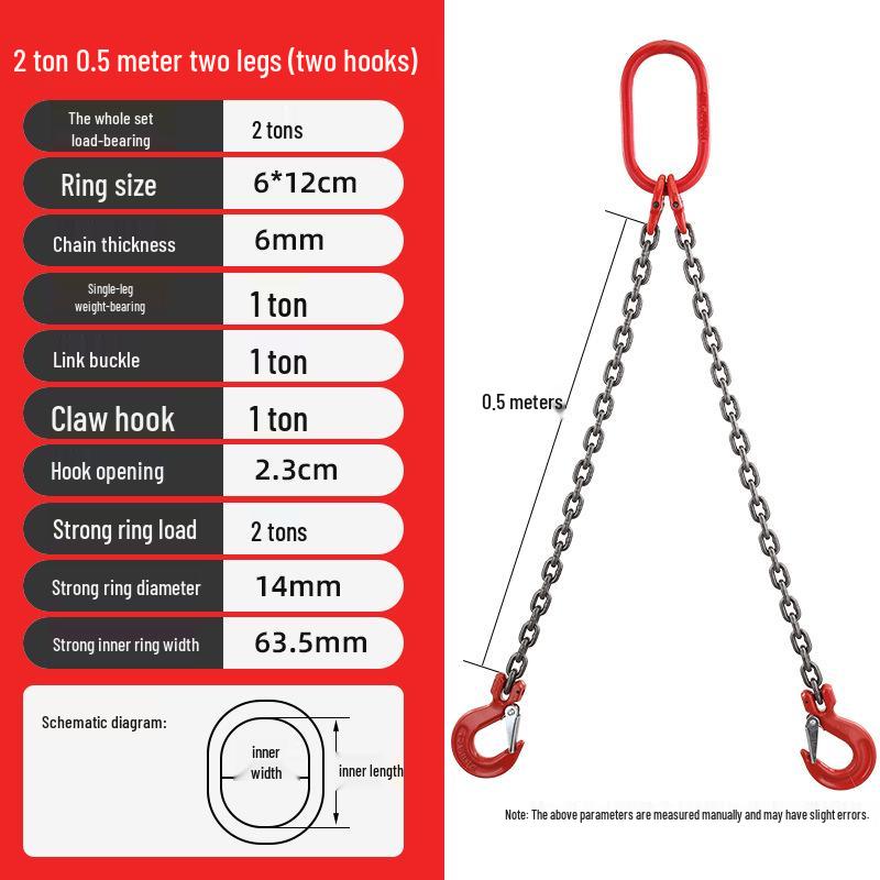 G80 Manganese Steel Hoist Chain Sling with Eye Hook - Single, Two, or Four Legs