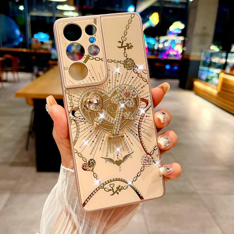 

Подходит для чехла для мобильного телефона Samsung S24ultra S25 Новый Внутренний Вкладыш 23 Полностью Алмазный Кольцевой Держатель Полная Защита От Падений A16 A16