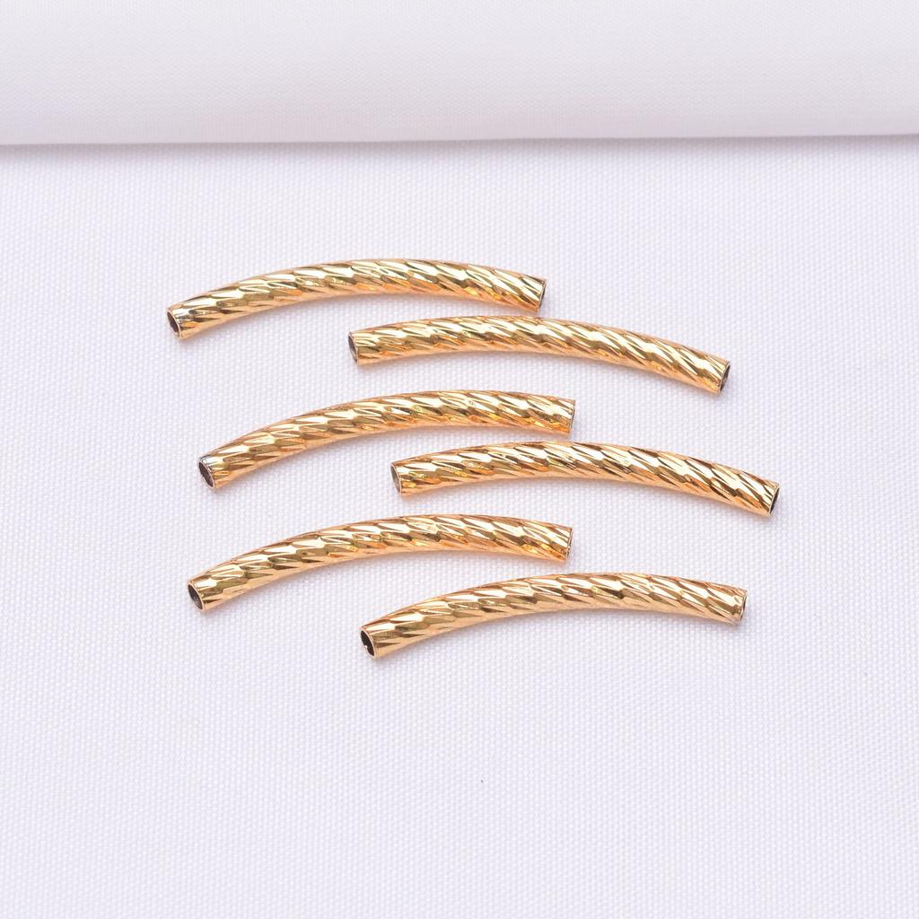 10pcs Non-Fading 24K Vacuum Gold Gypsy Tube Elbow Car Flower Flash Tube Diy Handmade Beaded Bracelet Necklace Tube Accessories