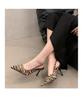 Leopard pointed high heels  designer stiletto sandals 2025 women's fashion sexy and elegant party dress shoes large 42