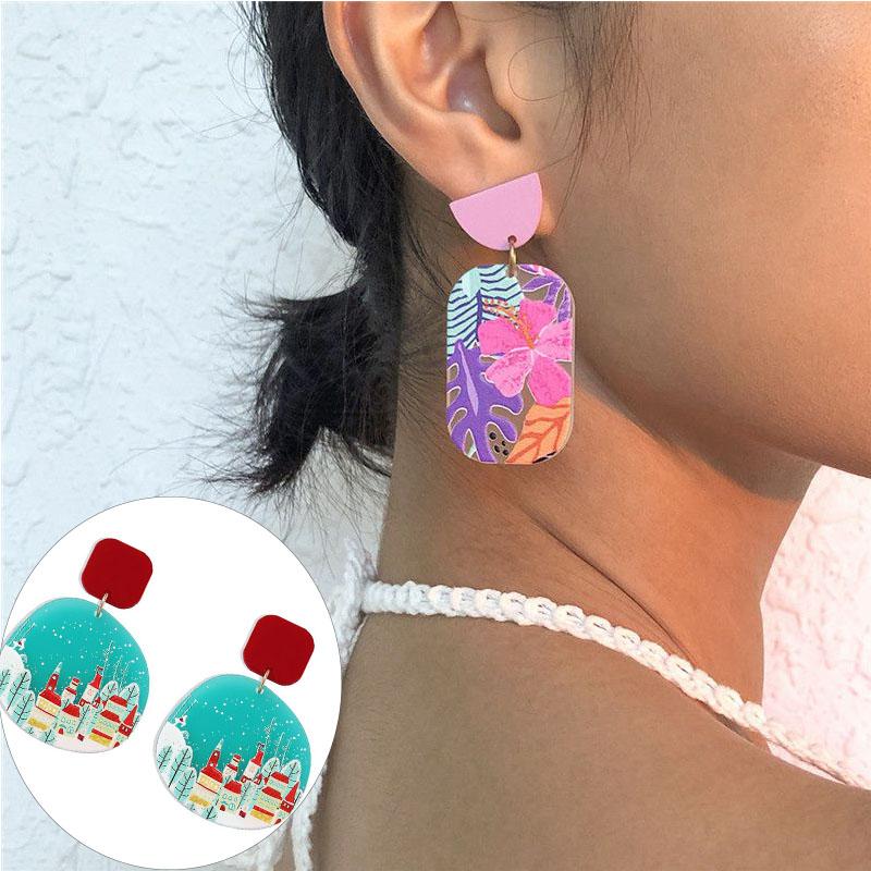 

Акриловый простой Pendientes пирсинг Ретро Цвет Конфеты Цвет Серьги Квадратные серьги Темперамент Контрастный цвет