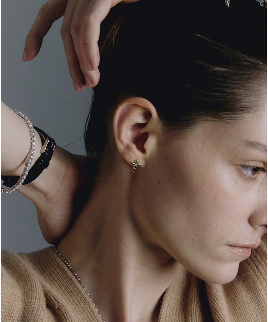 Gaman Unisex Gold Cross Tempus Earrings