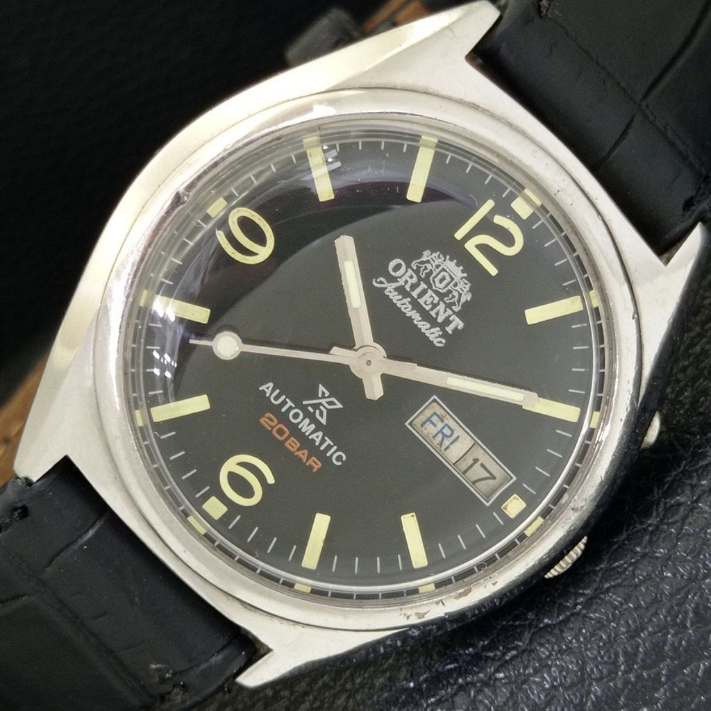 

АВТОМАТИЧЕСКИЕ ВИНТАЖНЫЕ ЧАСЫ ORIENT 46941 ЯПОНИЯ МУЖСКИЕ ЧАСЫ С ЧЕРНЫМ ЦИФЕРБЛАТОМ a500719-5 R154-a500719