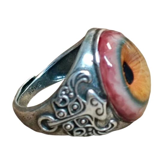 Eye of Veil Ring Handmade Resin Ring with Eye Design Waterproof Fading-Proof Adjustable Fit Vascular Details Ring