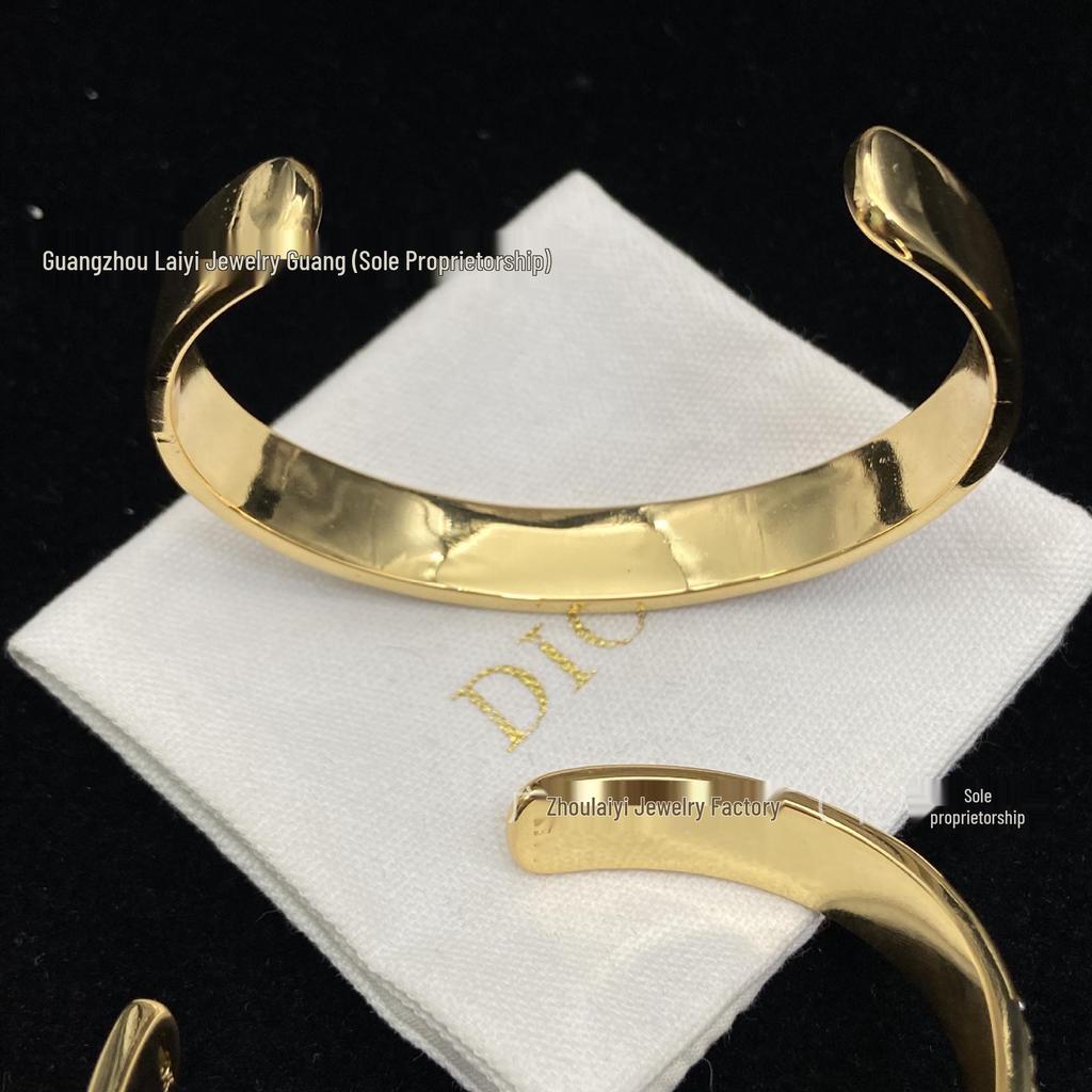 D's Black Enamel Square Diamond Initial Open Bangle - Retro European & American Style Trendy Bracelet for Women