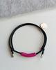 Black and Pink Bracelet Ceramic String Adjustable with Knots Plate