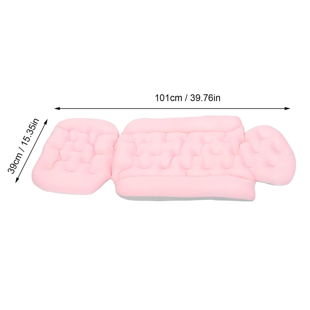 Full Body Bath Pillow Ergonomic Removable Soft Cushioned Bathtub Pillow with Suction Cup for Head Neck Shoulder Support Pink