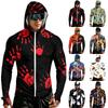Men's Casual Raglan Sleeve Hooded Long Sleeve Sun Protection Jacket Halloween Print Lightweight Outdoor Zip Up Hoodie