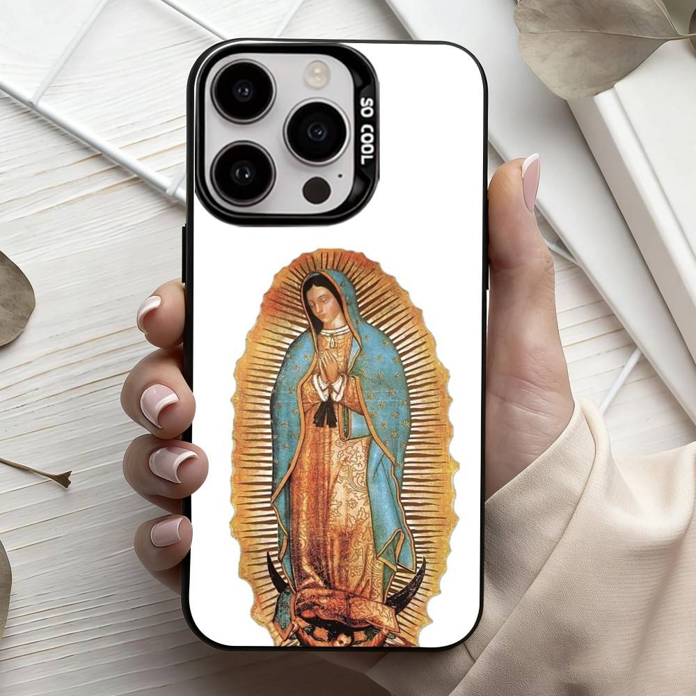 Virgin De Guadalupe Phone Case For iPhone17,16,15,14,13,12,11 Plus,Pro Max Black Candy silver phone case