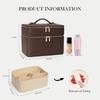Borsa Cosmetica di Lusso a Doppio Strato di Grande Capacità per Viaggio Manico Superiore Portatile Pelle PU Multi Scomparto Custodia da Toeletta