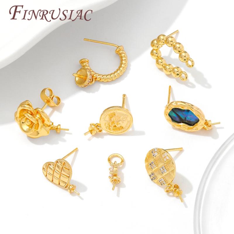 Orecchini a Perno Placcati Oro 18K Reale Basi per Perni con Supporto per Ciondolo a Perla Accessori per la Creazione di Orecchini Fai da Te